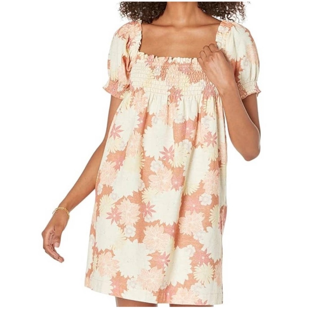 Faherty Ramona Dress Small S Warm Jicaro Island
100% Cotton Puff Sleeve Floral